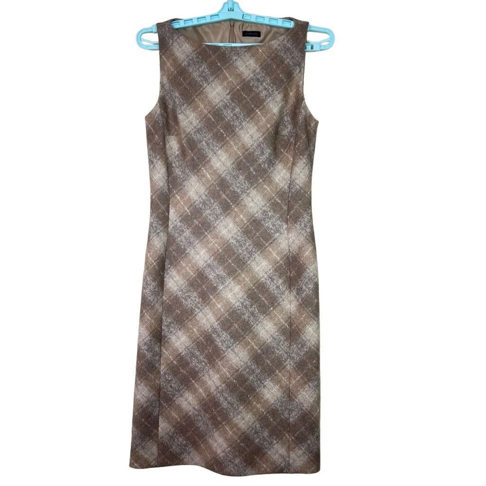Tombolini Size 10 US 46 IT Plaid Sheath Shift Dress Sleeveless Short Alpaca Wool